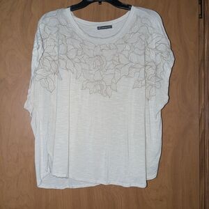 Adrianna Papell Cream Blouse with Floral Design